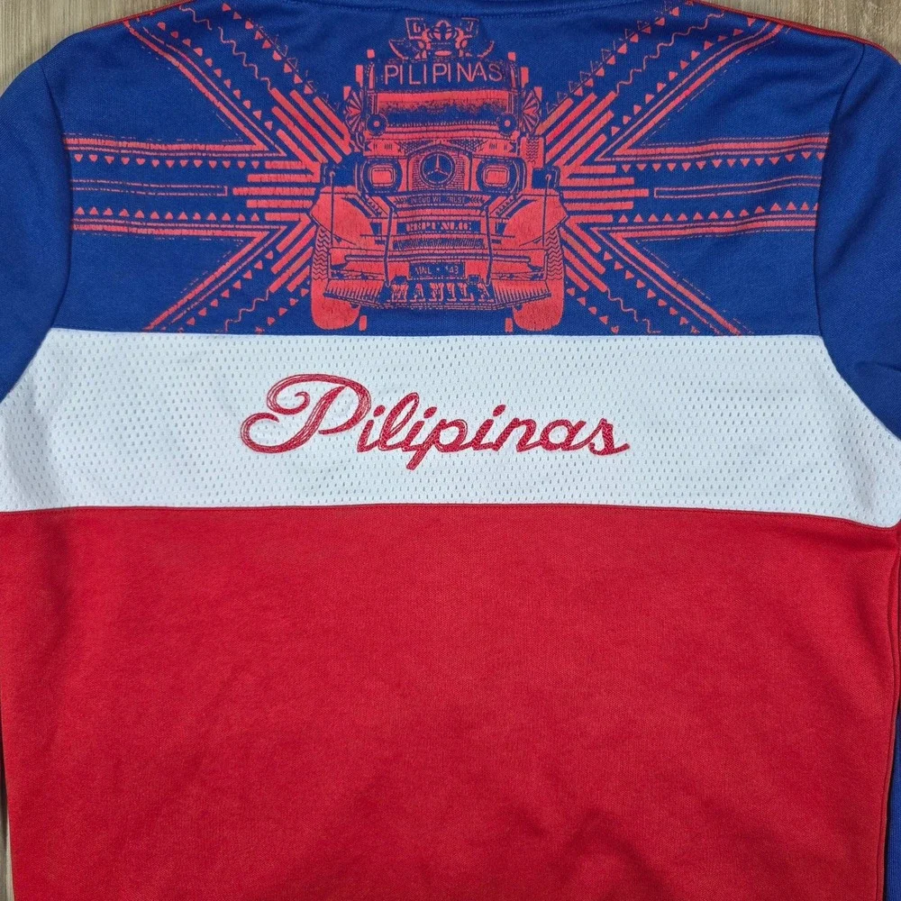 Vintage Philippines Pride Pilipinas Color Block 3 Panel Mesh Full Zip Hoodie S/M